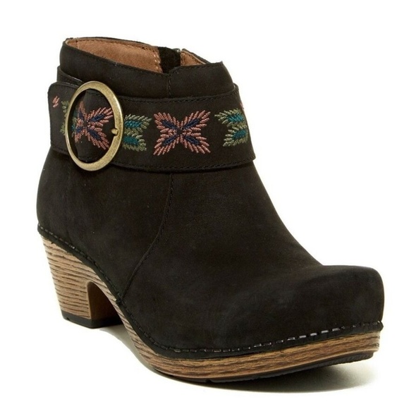 Dansko Shoes - DANSKO Mina Bootie Embroidered Strap Nubuck 37